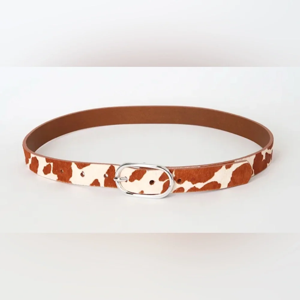 Most Wanted Women’s Cow Print Calf Hair Leather Belt. Size XL. NWOT - Picture 2 of 12